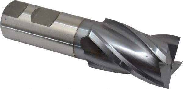 Niagara Cutter - 1-1/4", 2" LOC, 1" Shank Diam, 4-1/2" OAL, 4 Flute, Cobalt Square End Mill - Single End, TiCN Finish, Spiral Flute, 30° Helix, Centercutting, Right Hand Cut, Right Hand Flute, Series SPC408 - USA Tool & Supply