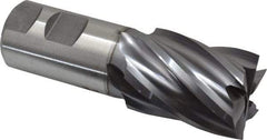 Niagara Cutter - 1-1/2", 2" LOC, 1-1/4" Shank Diam, 4-1/2" OAL, 6 Flute, Cobalt Square End Mill - Single End, TiCN Finish, Spiral Flute, 30° Helix, Centercutting, Right Hand Cut, Right Hand Flute, Series SPC408 - USA Tool & Supply