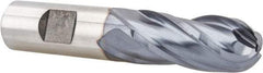 Niagara Cutter - 3/4" Diam, 1-5/8" LOC, 4 Flute Cobalt Ball End Mill - TiCN Finish, Single End, 3-7/8" OAL, 3/4" Shank Diam, Spiral Flute - USA Tool & Supply