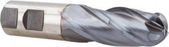 Niagara Cutter - 7/8" Diam, 1-7/8" LOC, 4 Flute Cobalt Ball End Mill - TiCN Finish, Single End, 4-1/8" OAL, 7/8" Shank Diam, Spiral Flute - USA Tool & Supply