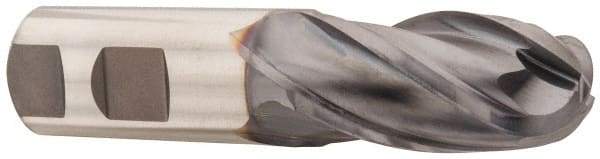 Niagara Cutter - 1" Diam, 2" LOC, 4 Flute Cobalt Ball End Mill - TiCN Finish, Single End, 4-1/2" OAL, 1" Shank Diam, Spiral Flute - USA Tool & Supply