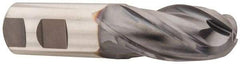 Niagara Cutter - 1" Diam, 2" LOC, 4 Flute Cobalt Ball End Mill - TiCN Finish, Single End, 4-1/2" OAL, 1" Shank Diam, Spiral Flute - USA Tool & Supply