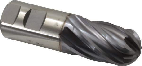 Niagara Cutter - 1-1/4" Diam, 2" LOC, 6 Flute Cobalt Ball End Mill - TiCN Finish, Single End, 4-1/2" OAL, 1-1/4" Shank Diam, Spiral Flute - USA Tool & Supply
