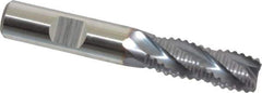 Niagara Cutter - 1/2" Diam, Coarse Pitch, 1-1/4" LOC, 4 Flute Cobalt Roughing Square End Mill - TiCN Finish, 3-1/4" OAL, 1/2" Shank Diam, Single End, Centercutting, 30° Helix - USA Tool & Supply