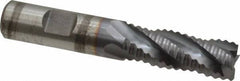 Niagara Cutter - 5/8" Diam, Coarse Pitch, 1-5/8" LOC, 4 Flute Cobalt Roughing Square End Mill - TiCN Finish, 3-3/4" OAL, 5/8" Shank Diam, Single End, Centercutting, 30° Helix - USA Tool & Supply