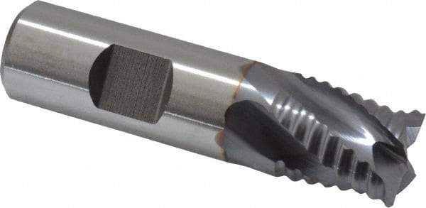 Niagara Cutter - 3/4" Diam, Coarse Pitch, 3/4" LOC, 4 Flute Cobalt Roughing Square End Mill - TiCN Finish, 3" OAL, 3/4" Shank Diam, Single End, Centercutting, 30° Helix - USA Tool & Supply