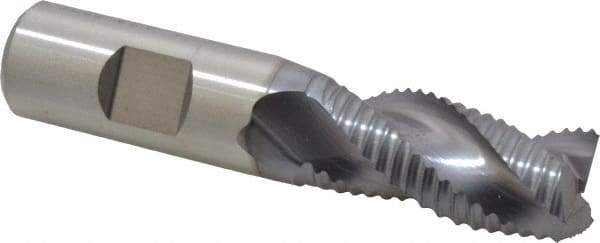 Niagara Cutter - 3/4" Diam, Coarse Pitch, 1-1/2" LOC, 3 Flute Cobalt Roughing Square End Mill - TiCN Finish, 3-3/4" OAL, 3/4" Shank Diam, Single End, Centercutting, 36° Helix - USA Tool & Supply