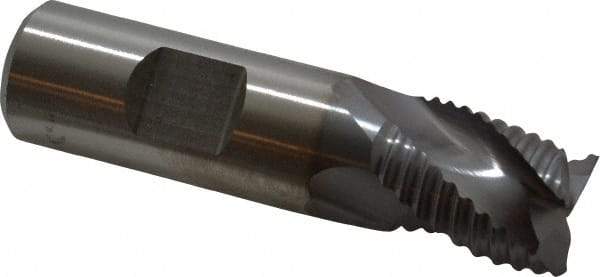 Niagara Cutter - 3/4" Diam, Coarse Pitch, 3/4" LOC, 3 Flute Cobalt Roughing Square End Mill - TiCN Finish, 3" OAL, 3/4" Shank Diam, Single End, Centercutting, 36° Helix - USA Tool & Supply