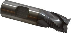 Niagara Cutter - 3/4" Diam, Coarse Pitch, 3/4" LOC, 3 Flute Cobalt Roughing Square End Mill - TiCN Finish, 3" OAL, 3/4" Shank Diam, Single End, Centercutting, 36° Helix - USA Tool & Supply
