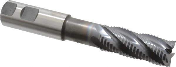 Niagara Cutter - 1" Diam, Coarse Pitch, 2-1/2" LOC, 5 Flute Cobalt Roughing Square End Mill - TiCN Finish, 6-1/2" OAL, 1" Shank Diam, Single End, Extended Reach, Centercutting, 30° Helix - USA Tool & Supply