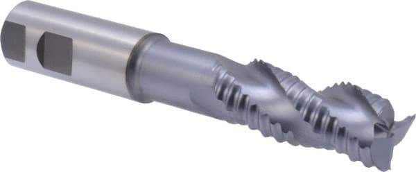Niagara Cutter - 1" Diam, Coarse Pitch, 2-1/2" LOC, 3 Flute Cobalt Roughing Square End Mill - TiCN Finish, 6-1/2" OAL, 1" Shank Diam, Single End, Extended Reach, Centercutting, 36° Helix - USA Tool & Supply