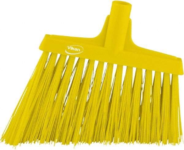 Vikan - 9-1/2" Wide, Yellow Synthetic Bristles, Angled Broom - USA Tool & Supply