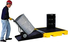 UltraTech - 75 Gal Sump, 9,000 Lb Capacity, 4 Drum, Polyethylene Spill Deck or Pallet - 63" Long x 62" Wide x 9" High, Liftable Fork, Low Profile, 2 x 4 Drum Configuration - USA Tool & Supply