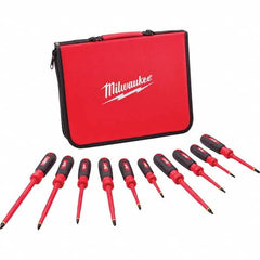 Milwaukee Tool - Screwdriver Sets Screwdriver Types Included: Insulated Slotted; Phillips; Square Number of Pieces: 10 - USA Tool & Supply