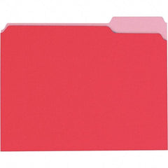 Universal One - 8-1/2 x 11", Letter Size, Red/Light Red, File Folders with Top Tab - 11 Point Stock, 1/3 Tab Cut Location - USA Tool & Supply