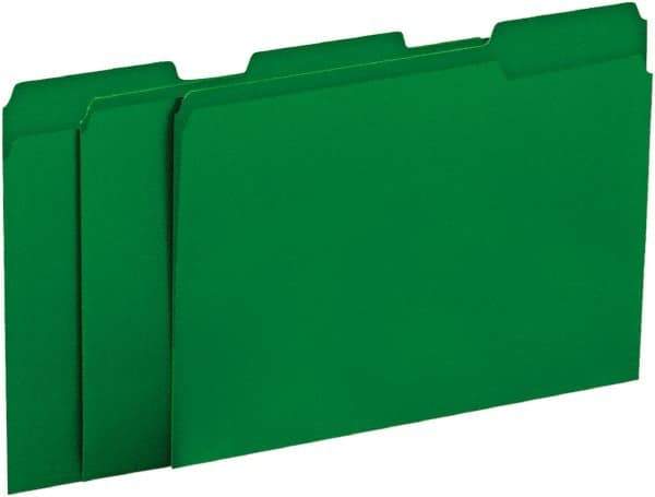 UNIVERSAL - 8-1/2 x 11", Letter Size, Green, File Folders with Top Tab - 11 Point Stock, 1/3 Tab Cut Location - USA Tool & Supply