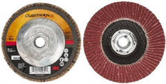 3M - 40 Grit, 4-1/2" Disc Diam, 5/8-11 Center Hole, Type 29 Ceramic Flap Disc - 13,300 Max RPM, Cloth Backing, Arbor Attaching System, Coated - USA Tool & Supply