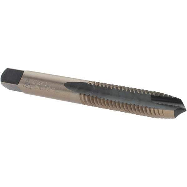 Made in USA - 5/16-18 UNC, 2 Flute, Bright Finish, High Speed Steel Spiral Point Tap - Plug Chamfer, Right Hand Thread, 2-23/32" OAL - Exact Industrial Supply