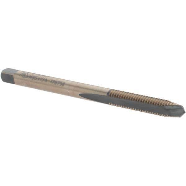 Made in USA - #6-40 UNF, 2 Flute, Bright Finish, High Speed Steel Spiral Point Tap - Plug Chamfer, Right Hand Thread, 2" OAL - Exact Industrial Supply
