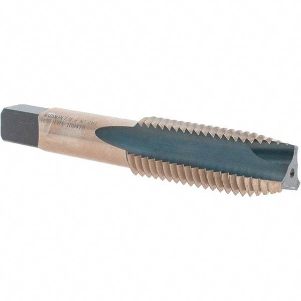 Made in USA - 7/8-9 UNC, 3 Flute, Bright Finish, High Speed Steel Spiral Point Tap - Plug Chamfer, Right Hand Thread, 4-11/16" OAL - Exact Industrial Supply