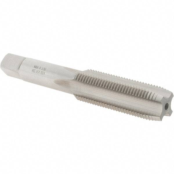 Made in USA - M16x1.50 Metric Fine 4 Flute Bright Finish High Speed Steel Straight Flute Standard Hand Tap - Plug, 3-13/16" OAL, D6 Limit - Exact Industrial Supply