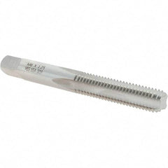 Made in USA - M8x1.25 Metric Coarse 4 Flute Bright Finish High Speed Steel Straight Flute Standard Hand Tap - Bottoming, 2-23/32" OAL, D5 Limit - Exact Industrial Supply