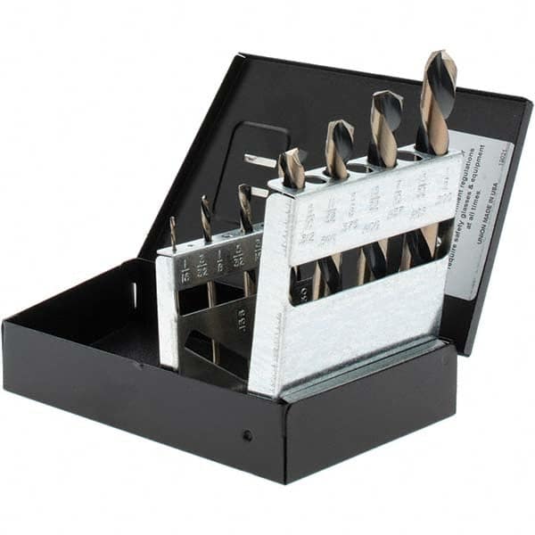 Made in USA - 1/16 to 1/2", 135° Point, Oxide/Gold Finish, High Speed Steel Maintenance Length Drill Bit Set - USA Tool & Supply