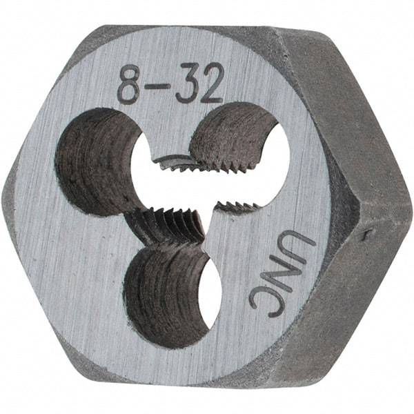 Import - Hex Rethreading Dies   Thread Size: #8-32    Hex Size (Inch): 19/32 - Exact Industrial Supply