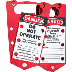 Brady - Single Jaw, 6 PadLocks, Anodized Aluminum Lockout Hasp - Scissor Action, 7-1/4" Long x 3" Wide - USA Tool & Supply