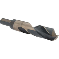 Made in USA - 25/32" High Speed Steel, 135° Point, Round with Flats Shank Maintenance Drill Bit - USA Tool & Supply