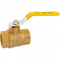 Value Collection - 1" Pipe, Brass Full Port Ball Valve - 2 Piece, NPT Ends, Lever Handle, 600 WOG, 150 WSP - USA Tool & Supply