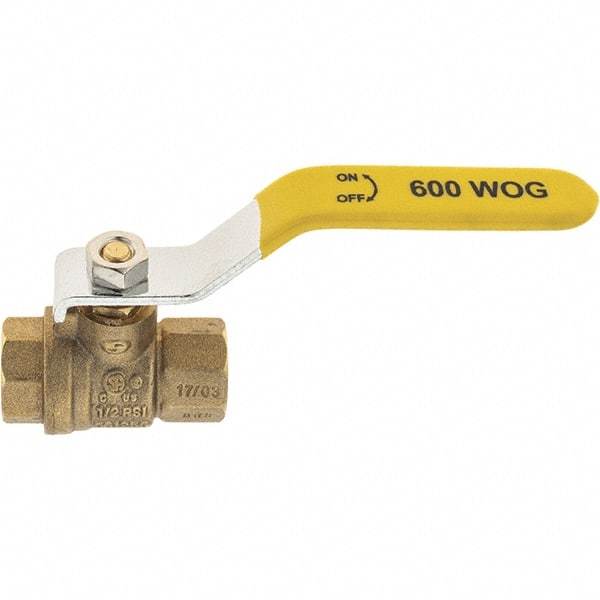 Value Collection - 1/4" Pipe, Brass Full Port Ball Valve - 2 Piece, NPT Ends, Lever Handle, 600 WOG, 150 WSP - USA Tool & Supply