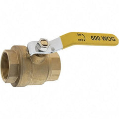 Value Collection - 1-1/2" Pipe, Brass Full Port Ball Valve - 2 Piece, NPT Ends, Lever Handle, 600 WOG, 150 WSP - USA Tool & Supply