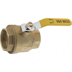 Value Collection - 2" Pipe, Brass Full Port Ball Valve - 2 Piece, NPT Ends, Lever Handle, 600 WOG, 150 WSP - USA Tool & Supply