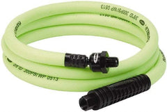 Legacy - 3/8" ID x 0.61" OD 6' Long Lead-In Whip Hose - FNPT x MNPT Ball Swivel Ends, 300 Working psi, 140°, 1/4" Fitting, Green - USA Tool & Supply
