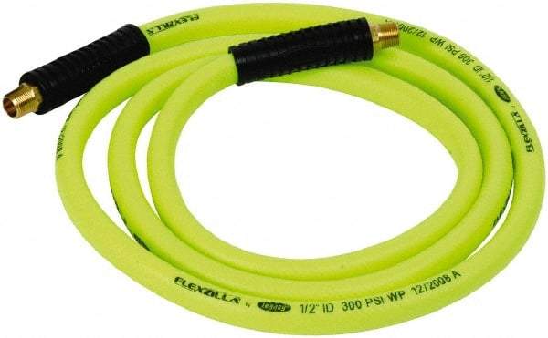 Legacy - 1/2" ID x 0.74" OD 8' Long Lead-In Whip Hose - MNPT x MNPT Ends, 300 Working psi, 140°, 3/8" Fitting, Green - USA Tool & Supply