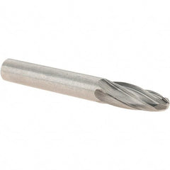 Value Collection - 1/4" Cut Diam, 1/4" Shank Diam, Tree with Radius Head Burr - Carbide, Radius End, 3/4" LOC, 2" OAL - USA Tool & Supply