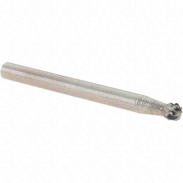 Value Collection - 1/8" Cut Diam, 1/8" Shank Diam, Ball Head Burr - Carbide, 3/32" LOC, 1-1/2" OAL - USA Tool & Supply