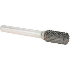 Value Collection - 3/8" Cut Diam, 1/4" Shank Diam, Cylinder Head Burr - Carbide, End Cut End, 3/4" LOC, 2-3/4" OAL - USA Tool & Supply