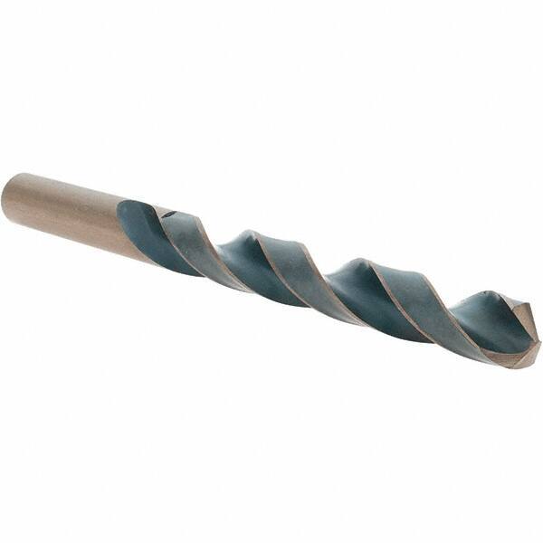Import - 31/64" 118° High Speed Steel Jobber Drill - Oxide/Gold Finish, Right Hand Cut, Spiral Flute, Straight Shank, 5-7/8" OAL, Split Point - USA Tool & Supply