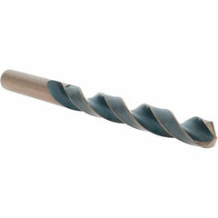 Import - 31/64" 118° High Speed Steel Jobber Drill - Oxide/Gold Finish, Right Hand Cut, Spiral Flute, Straight Shank, 5-7/8" OAL, Split Point - USA Tool & Supply