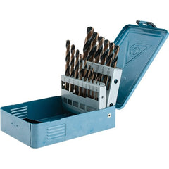 Import - 1/16 to 1/2", 135° Point, Oxide/Gold Finish, High Speed Steel Reduced Shank Drill Bit Set - USA Tool & Supply