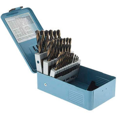 Import - 1/16 to 1/2", 135° Point, Oxide/Gold Finish, High Speed Steel Reduced Shank Drill Bit Set - USA Tool & Supply