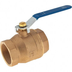 Value Collection - 2" Pipe, Bronze Full Port Ball Valve - 2 Piece, NPT Ends, Lever Handle, 600 WOG, 150 WSP - USA Tool & Supply