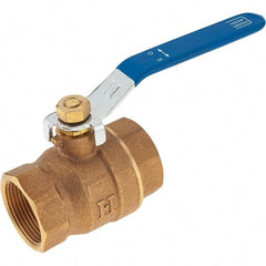Value Collection - 1-1/4" Pipe, Bronze Full Port Ball Valve - 2 Piece, NPT Ends, Lever Handle, 600 WOG, 150 WSP - USA Tool & Supply