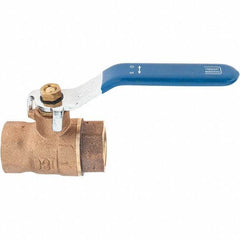 Value Collection - 1/2" Pipe, Bronze Full Port Ball Valve - 2 Piece, NPT Ends, Lever Handle, 600 WOG, 150 WSP - USA Tool & Supply