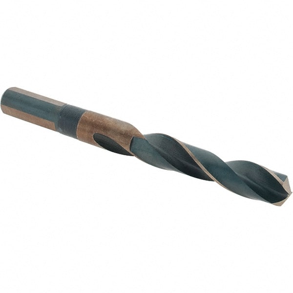 Made in USA - 17/32" High Speed Steel, 135° Point, Round with Flats Shank Maintenance Drill Bit - USA Tool & Supply