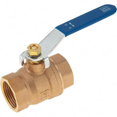 Value Collection - 1" Pipe, Bronze Full Port Ball Valve - 2 Piece, NPT Ends, Lever Handle, 600 WOG, 150 WSP - USA Tool & Supply