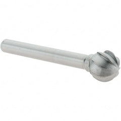 Value Collection - 1/2" Cut Diam, 1/4" Shank Diam, Ball Head Burr - Carbide, 7/16" LOC, 2-7/16" OAL - USA Tool & Supply
