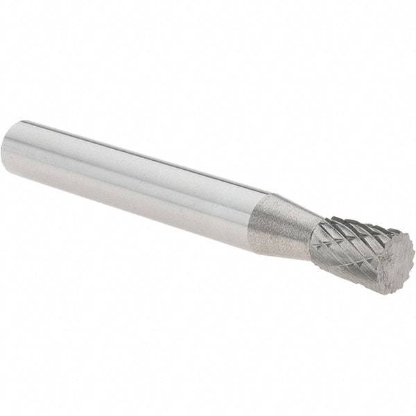 Value Collection - 1/4" Cut Diam, 1/4" Shank Diam, Inverted Cone Head Burr - Carbide, 5/16" LOC, 2" OAL - USA Tool & Supply